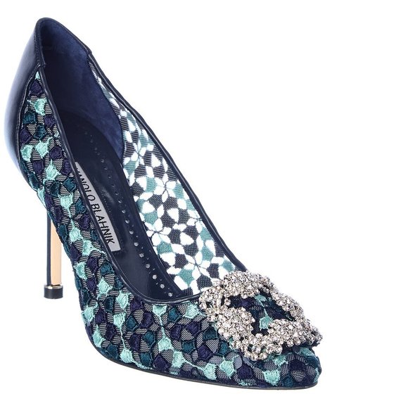 Manolo Blahnik Shoes - Manolo Blahnik Hangisi 90 Lace & Leather Pump